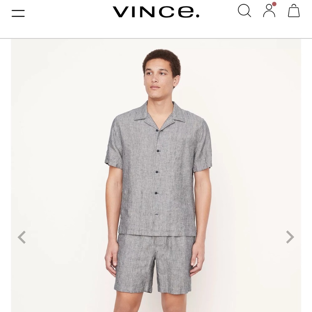 Men’s Vince Hemp Striped Short Sleeve Shirt